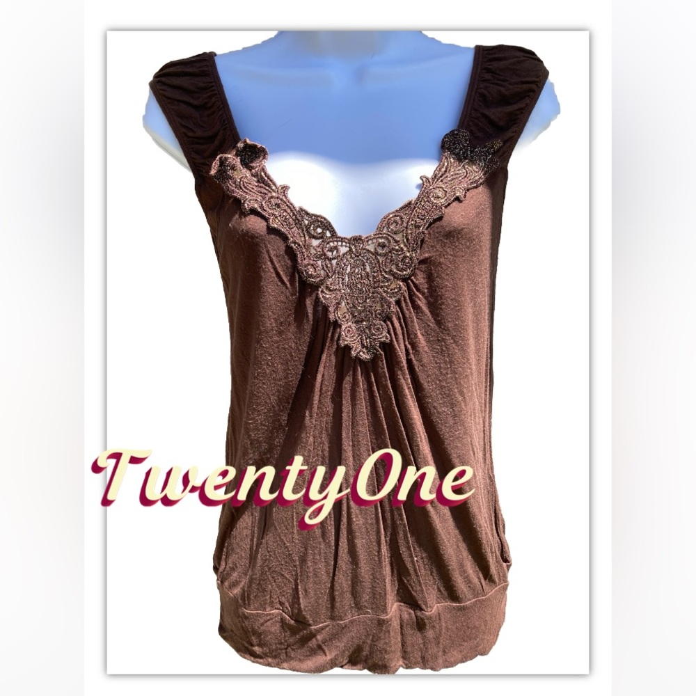 Womens TwentyOne Brown Gold Tank S Small